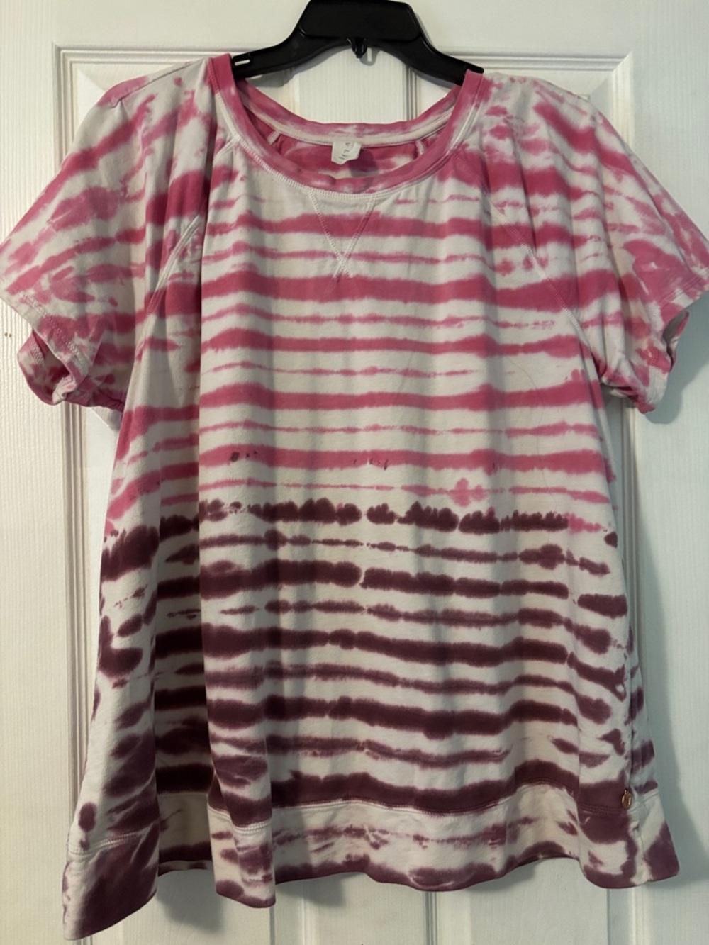 Livi Active Pink and Brown Striped Tie-Dye Short Sleeve Tee